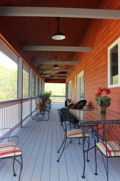 The rear screened-in porch.